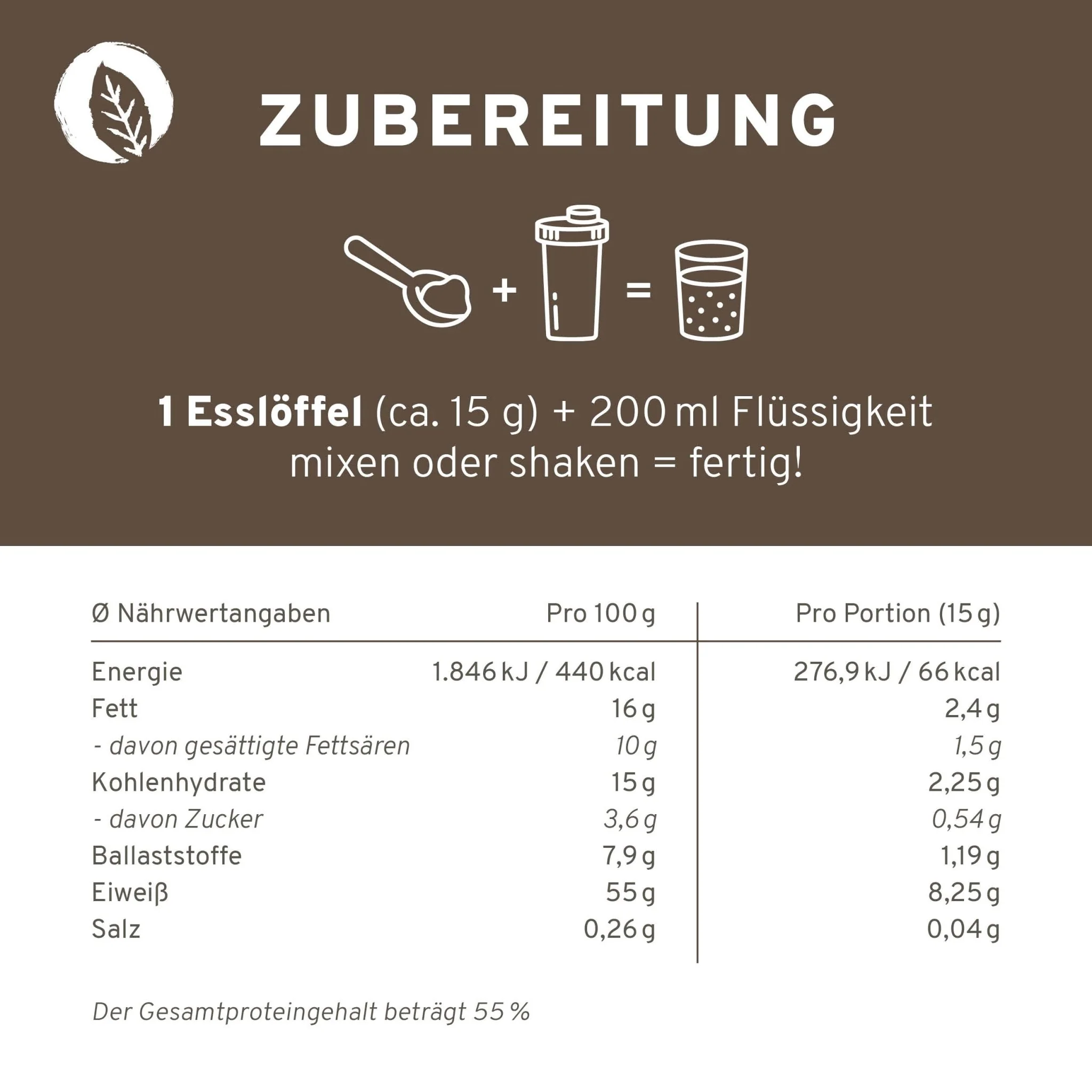 Bio Veganer Protein Mix Superfood Shake: Erbse, Reis, Kürbis, Mandel, Chiasamen - Image 3